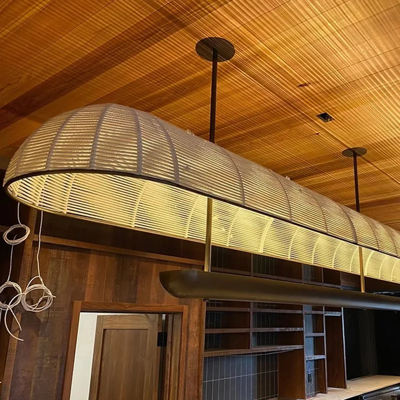 مصابيح زخرفية طويلة من نسيج الروطان على شكل قارب ، تصميم صفحة الخروج #2