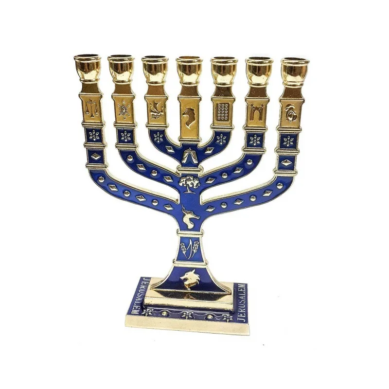Menorah Jewish Metal Candle Holder Crafts, Israeli Religious Sacrificial Supplies, 7 Branch Candlestick