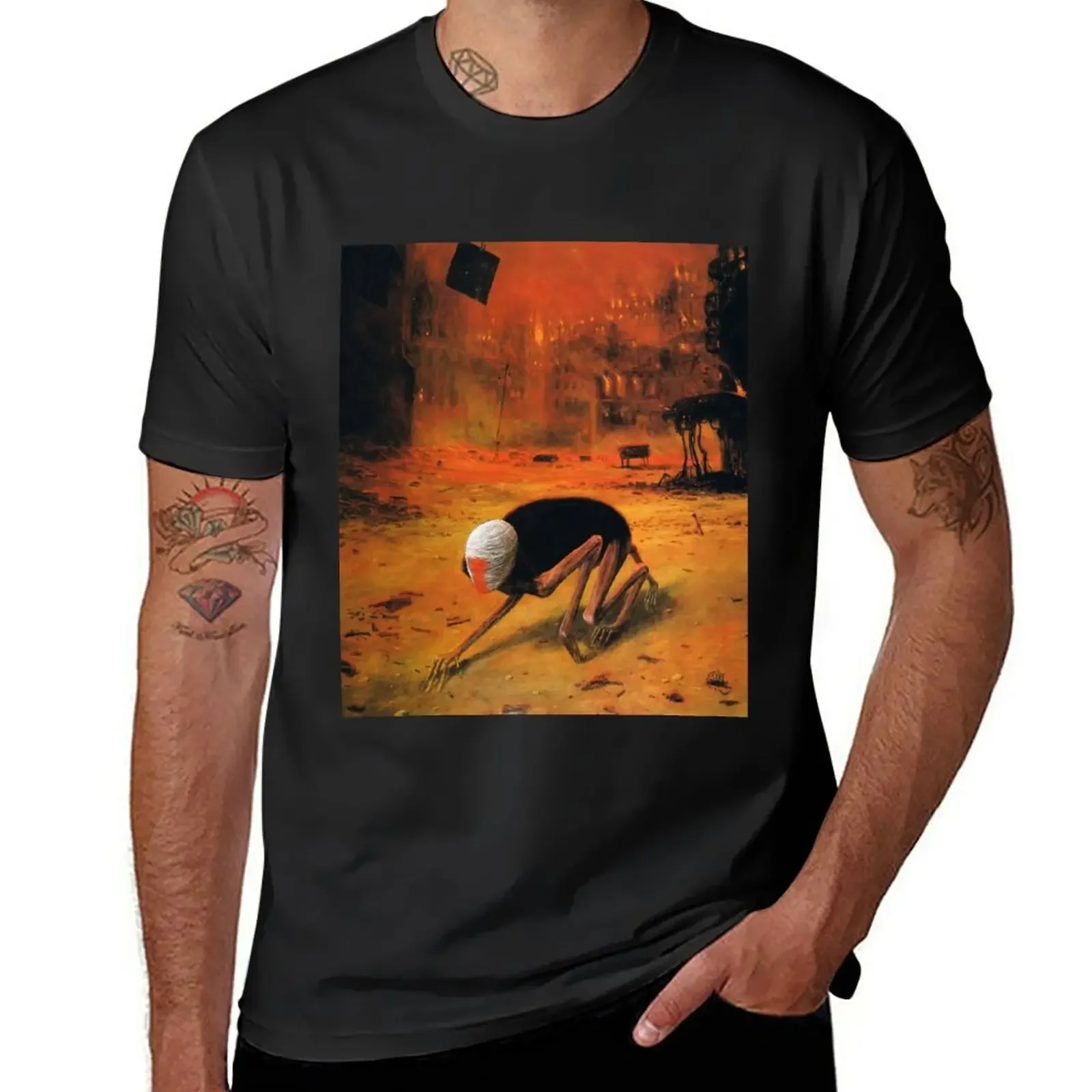 2024 New Beksinski art T-Shirt tops custom t shirts mens graphic t-shirts streetwear Casual T-shirts  printing t-shirt