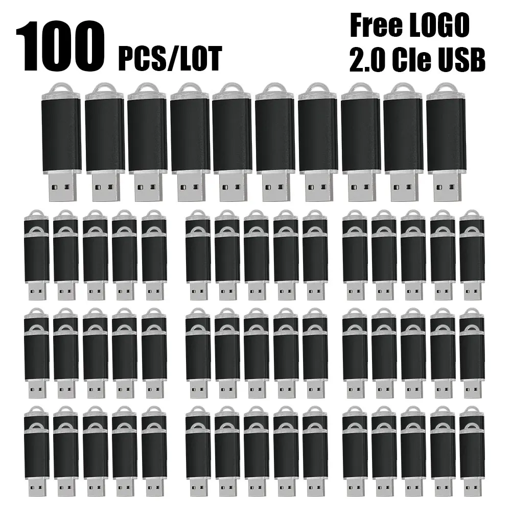 100PCS Custom Flash Drive Pen Drive 1GB 2GB 16GB 32GB 64GB High Speed USB Stick 2.0 Memory Stick Memory Flash Drive Pendrive