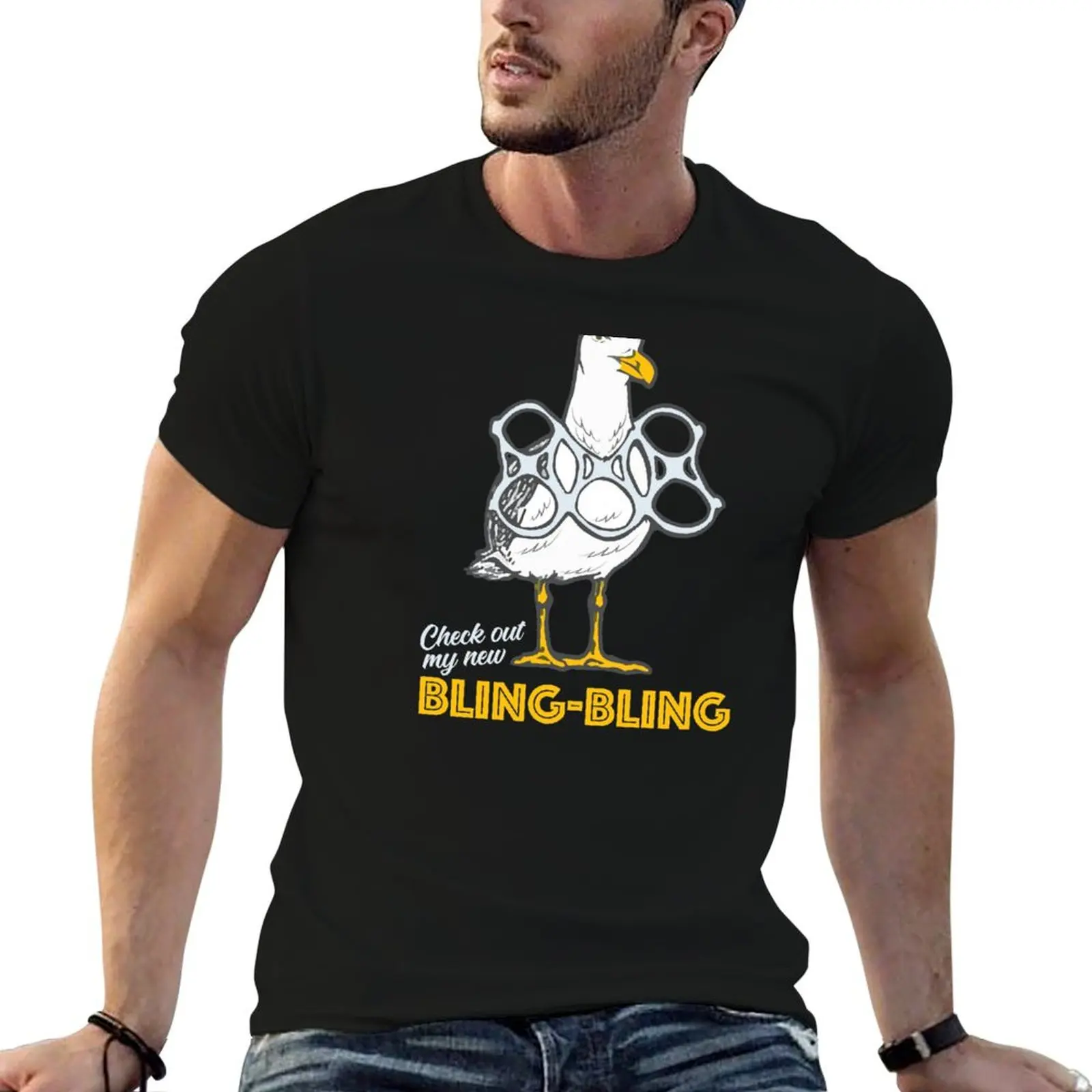 Bling Bling Seagull T-Shirt Plus Size Short Sleeve T-Shirt
