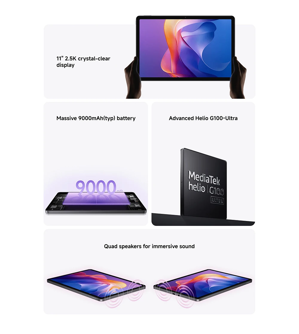 Global Version Xiaomi Redmi Pad 2 WIFI 11' 9000mAh Battery 90Hz Advanced Helio G100-Ultra 2TB Expandable Storage Xiaomi HyperOS