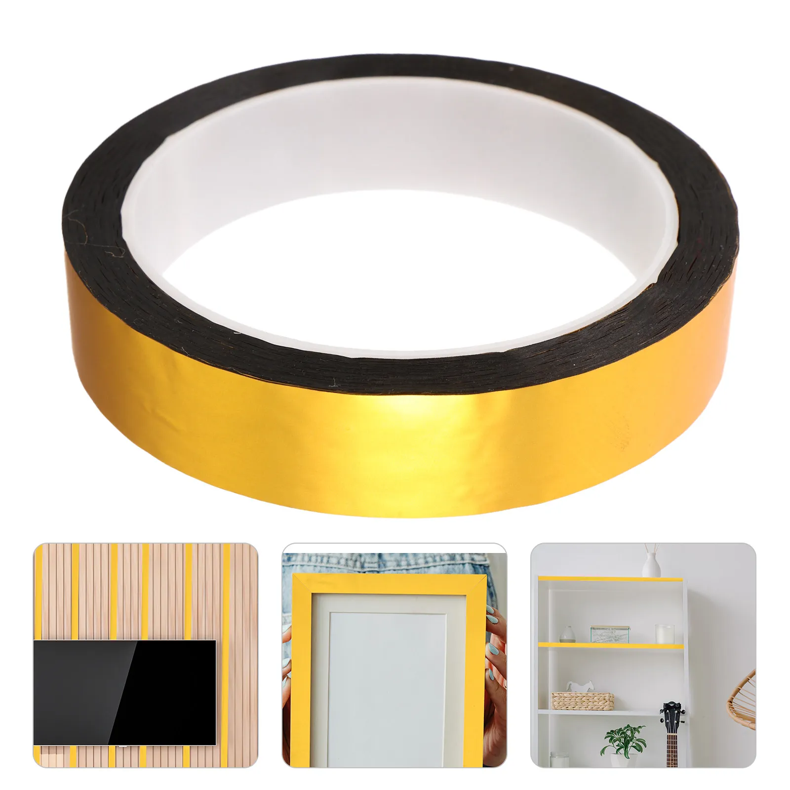 

2 рулона матовой золотой декоративной ленты, самоклеящаяся, 55 ярдов, для стен, мебели, поделок, золотая металлическая лента для окантовки, легко клеится и снимается