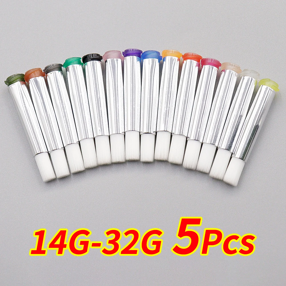 5pcs 5mm Round Mouth Soft Brush Needle Dispensing Injection Needle Glue Coating Needle for Precision Dispensing Machine