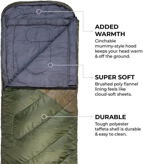 Celsius XXL Oversize Sleeping Bag, 25F, 0F, 20F Degree, Comfortable Camping Extra Wide Sleeping Bags for Adults, Men, Women