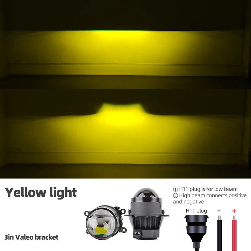 Universele 3.0 Bi-led Mistlampen HD lens Wit licht geel licht 12 V Auto LED mistlampen projector lens waterdicht IP68