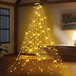 Guirnalda de luces LED para árbol de Navidad, iluminación de vacaciones, estrella, cascada, temporizador, jardín al aire libre, hadas de memoria, 400LED