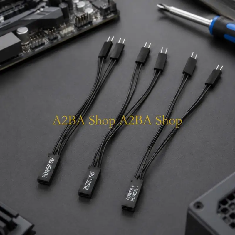 A2BA 2-Pin Case Splitter Cable Set for Power, Reboot, and LED Wiring Task