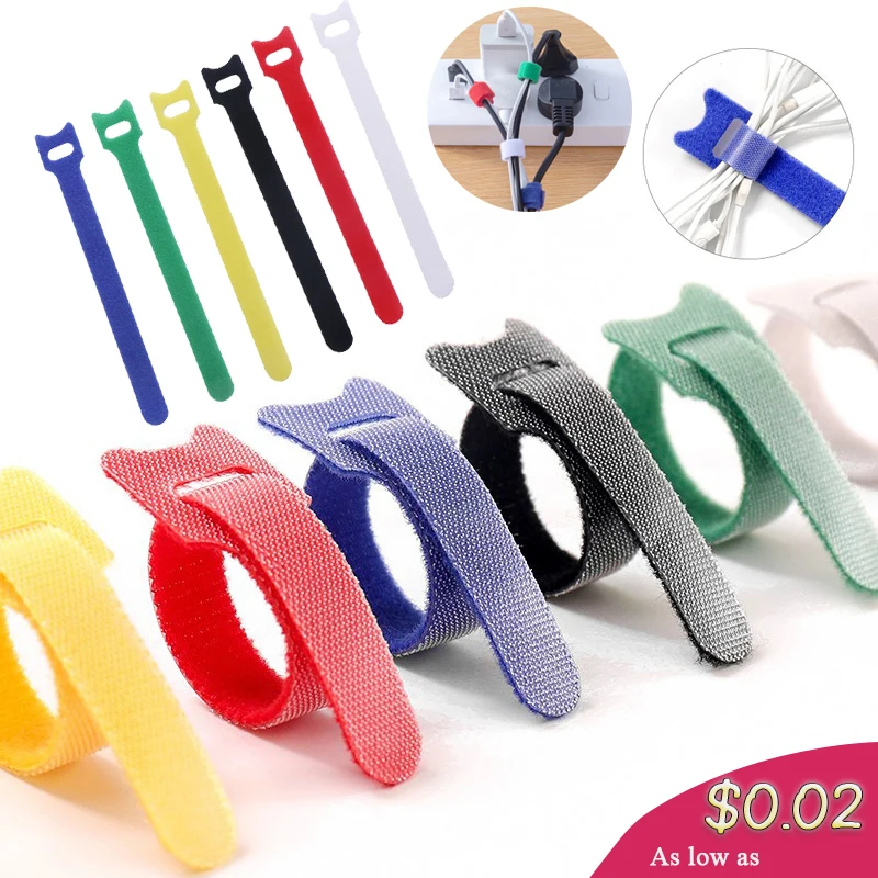 10/50pcs Adjustable Cord Ties Reusable Cable Ties Microfiber Hook Loop Cords Tape Storage Fastening Strap Tape Organizer