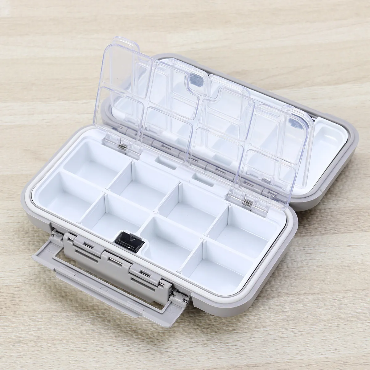

Lure Waterproof Accessory Box High-Strength Abs Impact Resistant Clear Pc Inner Cover For Fishing Hooks Gear Storage Grey