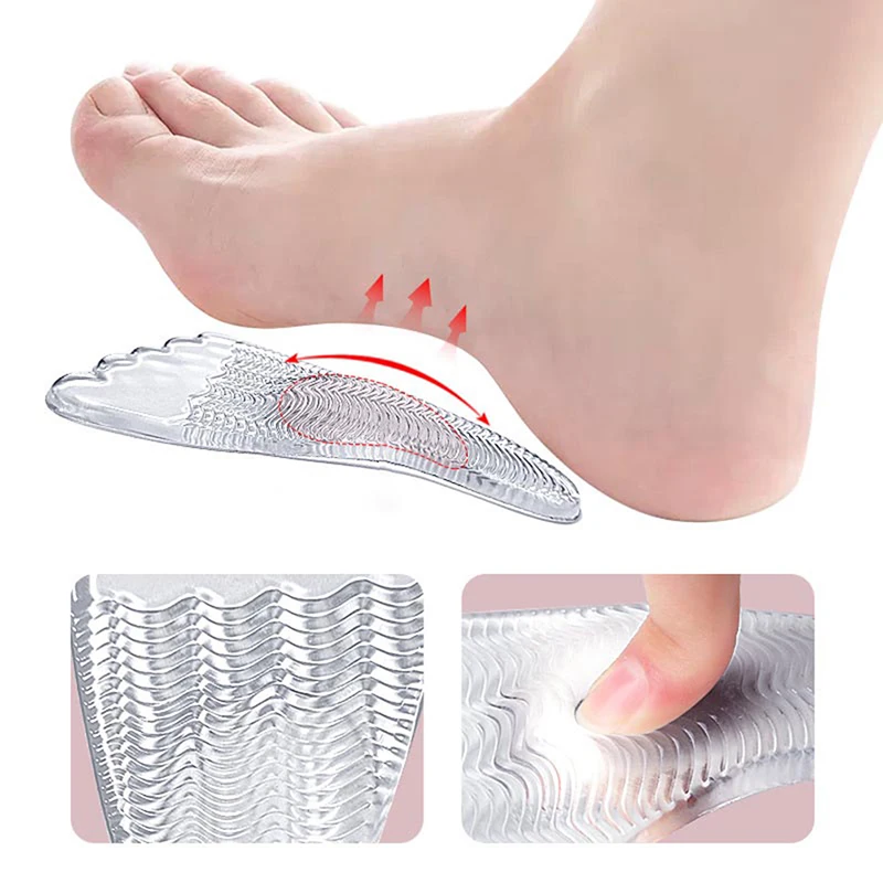 Coussinets de soutien d'arc de pied, coussinets de chaussure avant-pied, ration de pied plat, semelle intérieure en silicone coordonnante transparente, outils de santé des pieds, 1 paire