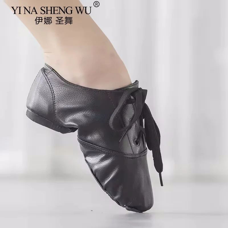 Children and adults sizes 28-45 PU leather shoes, women's dance soft lace up, women's practice teacher ballet jazz shoes - view 5