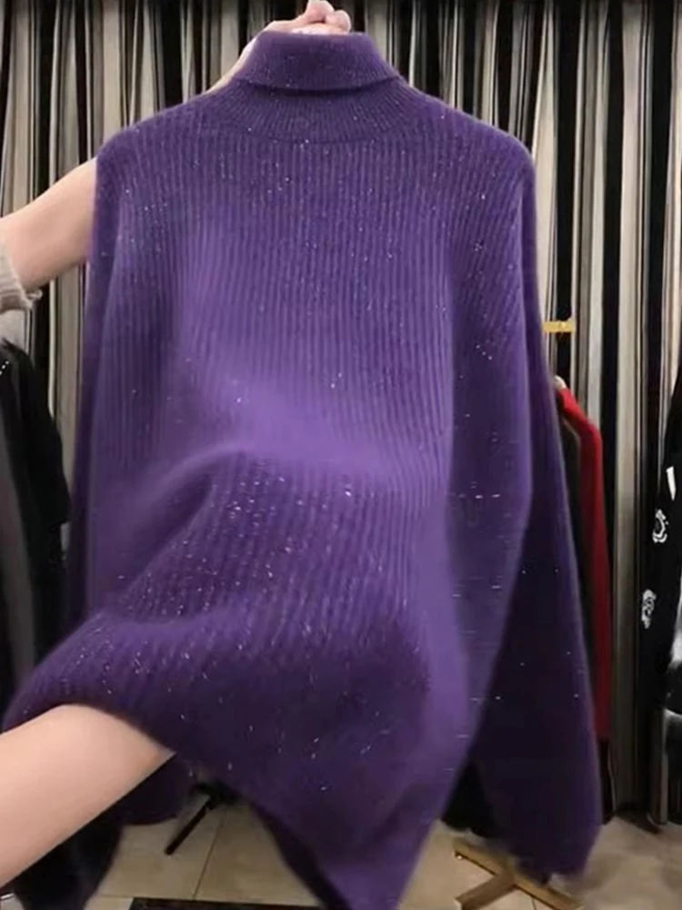 الكورية Sle عالية الياقة كاميرا محبوك قاعدة irt الخريف الشتاء تصميم الثقيلة الترتر العلوي طويل Sve سترة المرأة