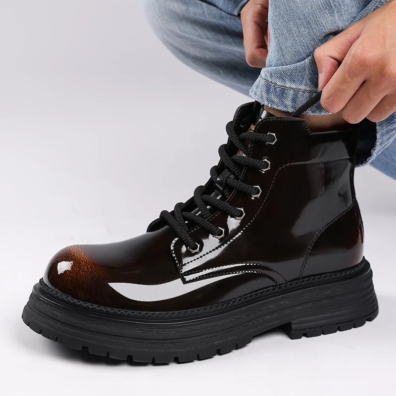 Men's luxury thick soled boots Gentleman casual style Business office Hot selling autumn and winter warm shoes Casual lace up