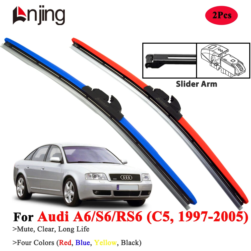 

LNJING Colorful Wiper Blades For Audi A6 S6 RS6 C5 1997-2005