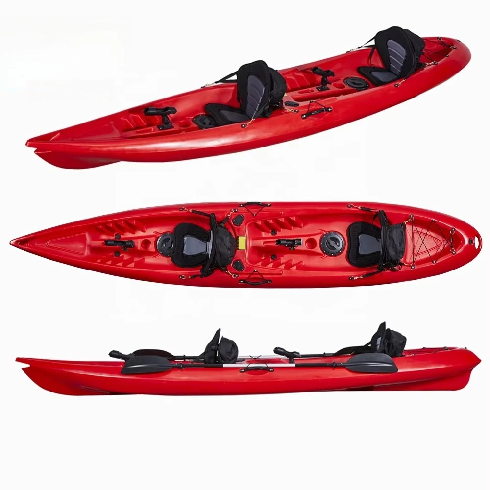 حماية من الأشعة فوق البنفسجية لشخصين، قارب كاياك بلاستيكي مصبوب من Rotomolded لشخصين بالغين مع مجاديف لصيد الأسماك في نهر البحيرة #5