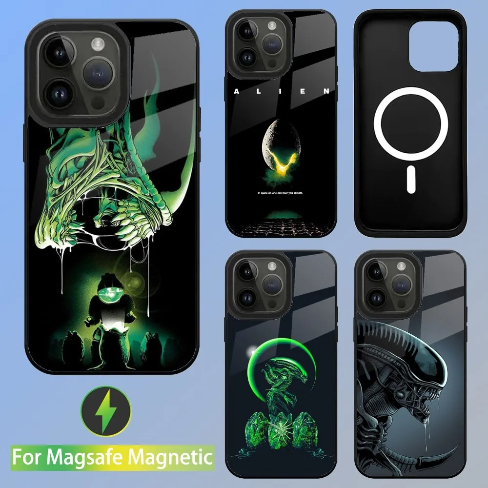 Movie A-Alien X-Xenomorph Phone Case For iPhone 15,14,13,12,11,Plus,Pro,Max Mini Magsafe Magnetic Wireless Charging