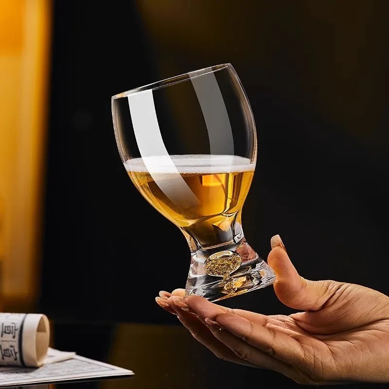 Steins de cerveza, taza de cerveza de trigo refinada de lujo ligera de alta calidad, traje de copa de vino de lámina dorada