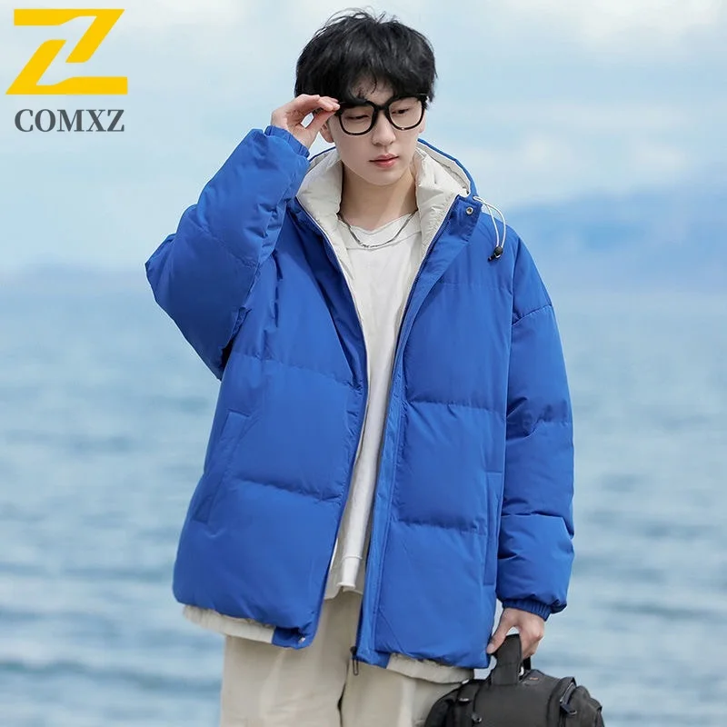 

COMXZ Color Block Padded Jacket 2025 Winter Petite Korean Streetwear Bread Jacket Couple Loose Fit Student Fashion Warm Coat