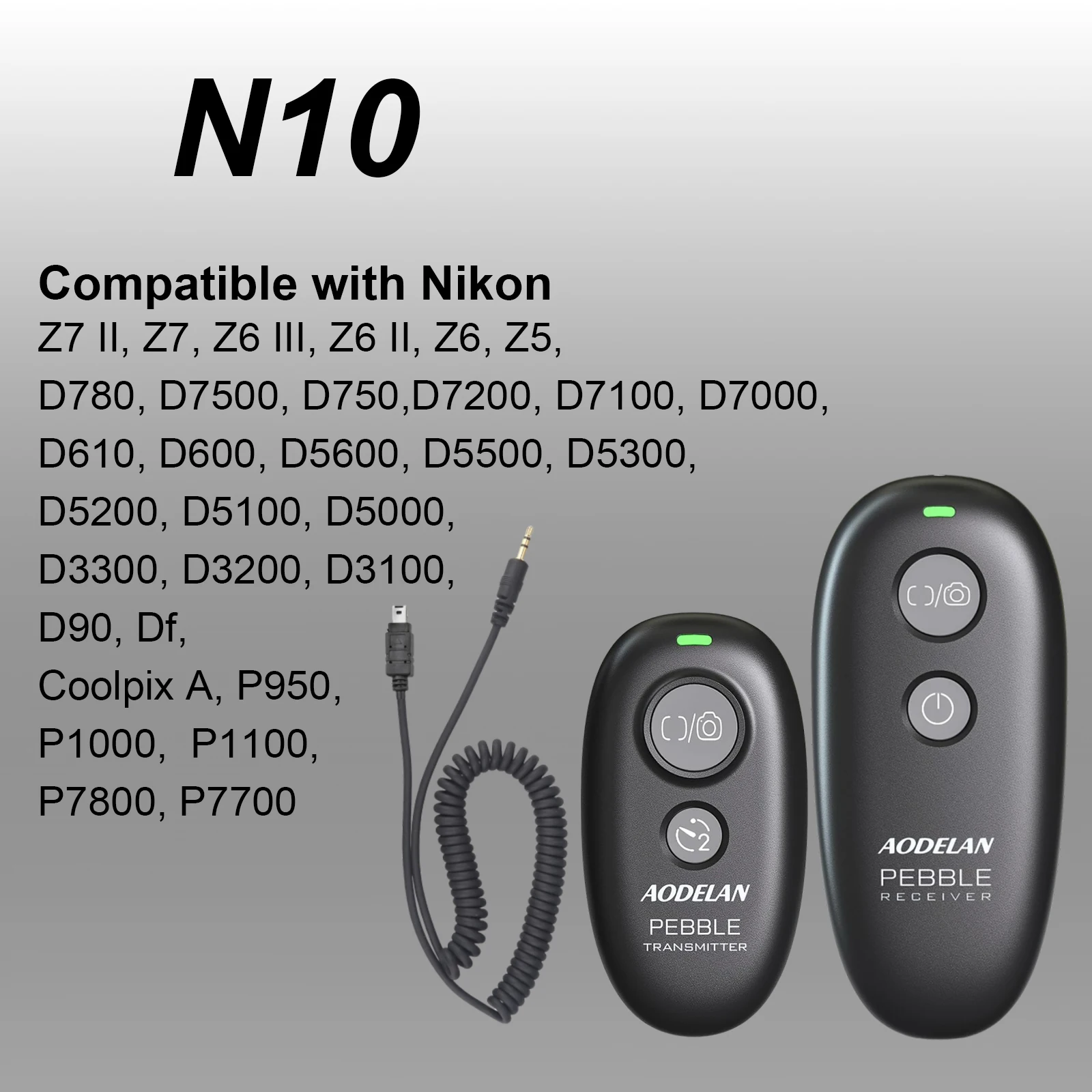 

Беспроводной пульт дистанционного управления спуска затвора для камеры Nikon Z5 Z7II Z6II D90 Df D780 D7500 D750 D7200 D7100 D7000 P1000 P7800 P7700