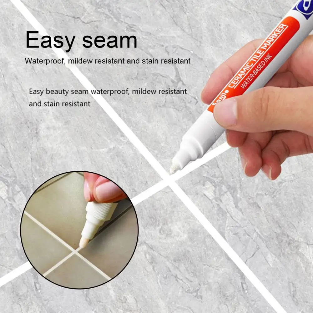1-6pk White Tile Grout Pen Marker Waterproof Odorless Quick Dry Solid Color Tile Marker Grout Pen Wall Seam Bathroom Supplies