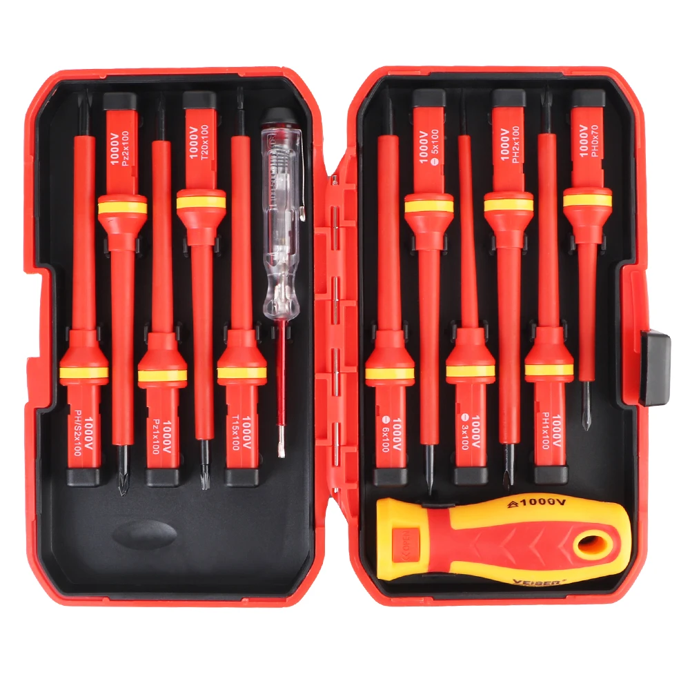 

Insulated Screwdriver Set Multifunctional For Electrician Hand Tools 13 Pcs Phillips Slotted Bits Magnetic Screwdriver 1000V