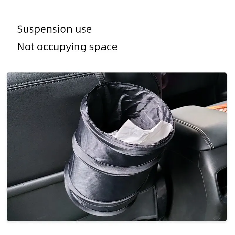 Car Trash Can Portable Durable Foldable Hanging Car Storage Bucket Chair Back Oxford Cloth Storage Bag Trash Can 1pc image 3