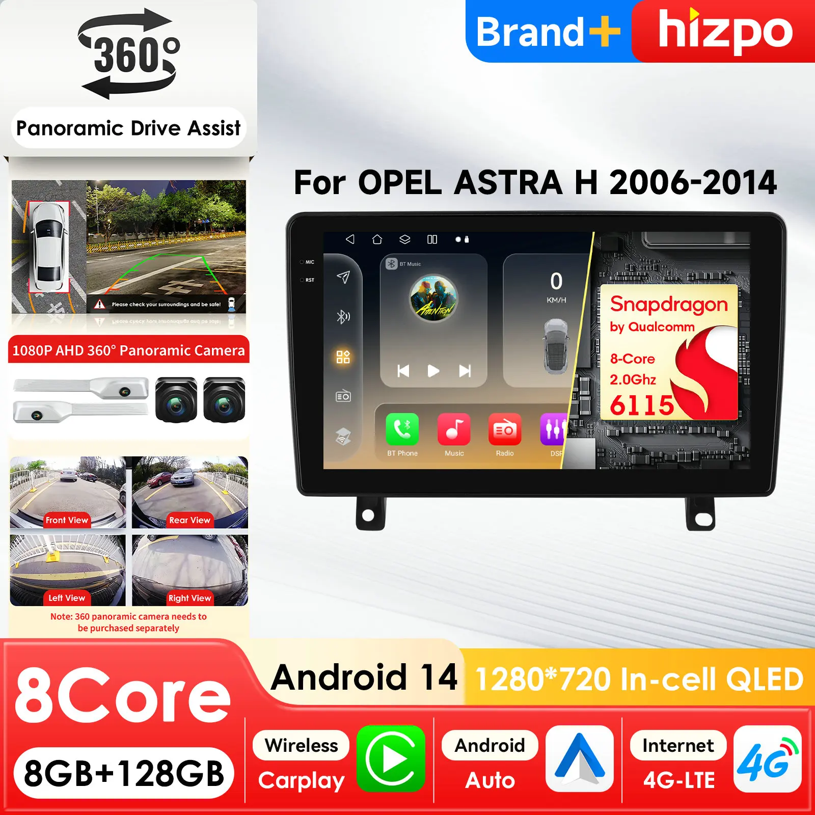 

9-дюймовая автомагнитола 7862 AI Systems с CarPlay и Android Auto для OPEL ASTRA H 2006-2014, GPS-мультимедийный плеер, стереосистема, 4G, Wi-Fi
