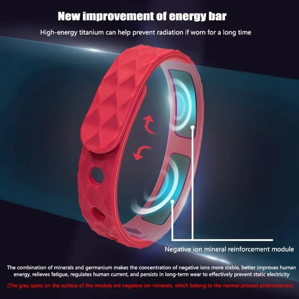 Silicone Anti Static Bracelet Waterproof Rhombic Negative Ion Wristband Wireless Adjustable Static Eliminator Bracelet Car