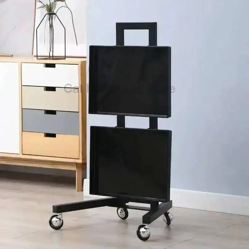 

Room for Household Living Trolleys Professional Auxiliary Trolley Machine Beauty Salon Cart Wheels Nails Furniture Black Tray