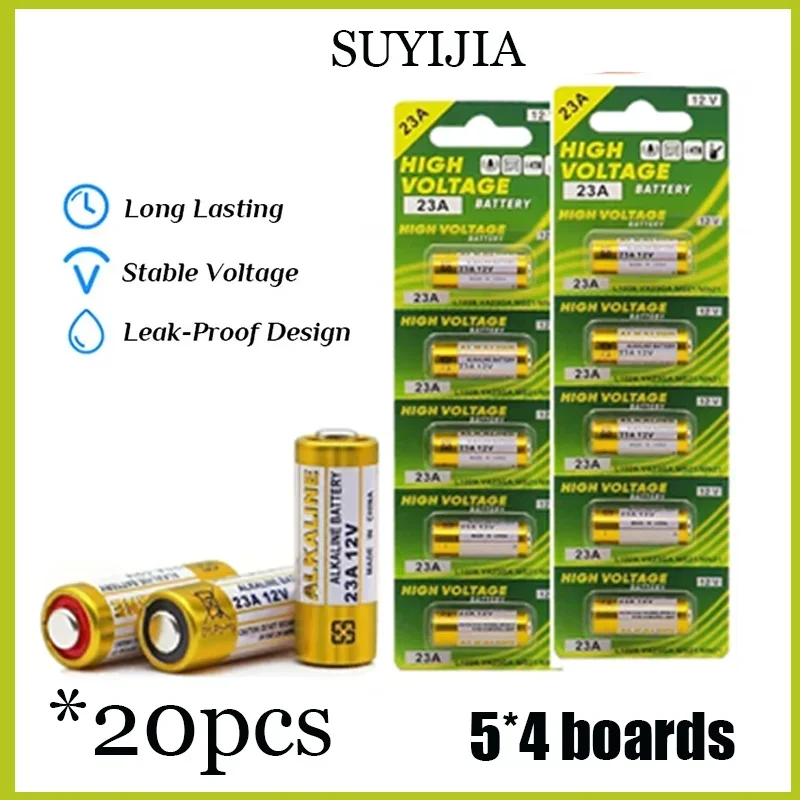 20PCS 12V Alkaline Battery A23 23A 23GA A23S E23A EL12 MN21 MS21 V23GA L1028 GP23A LRV08 for Remote Control Doorbell Dry Cell