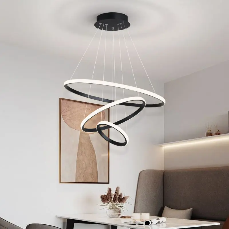 Led Golden Luxurious Pendant Light Living Room Dining Room Kitchen Round Hanging Lamps Restaurant Chandelier Interior Lighting