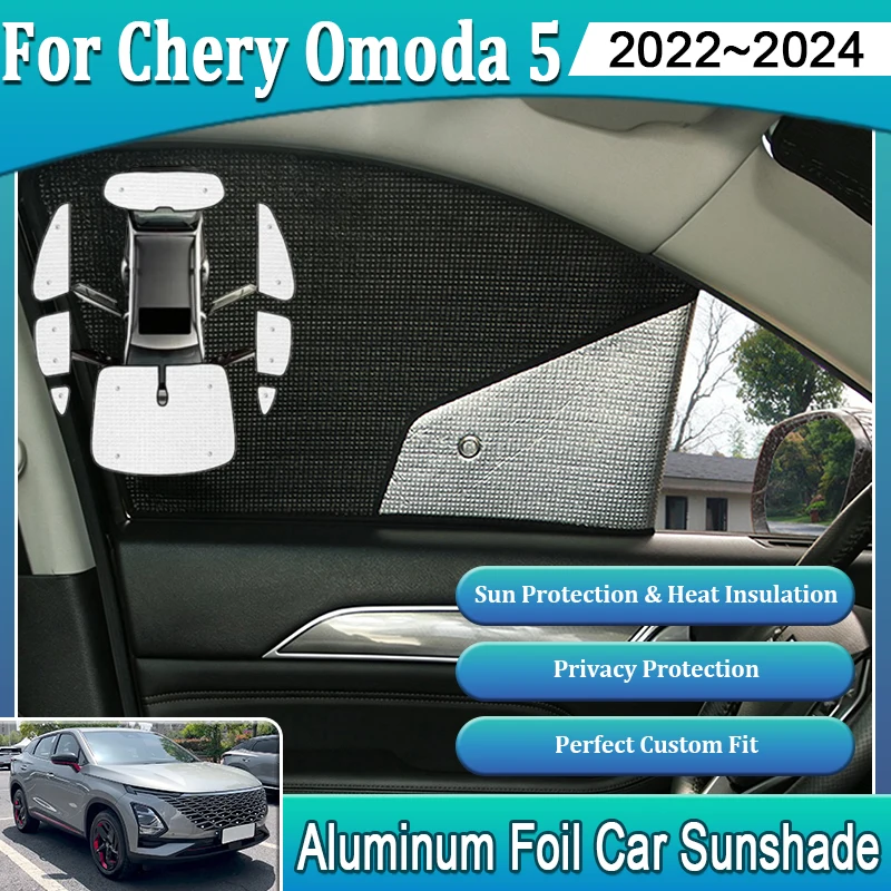 Car Al Foil Sunshade For Chery Omoda 5 Accessries C5 T34 2022 2023 2024 Window Cover Aluminium Foil UV Protector Heat Insulation