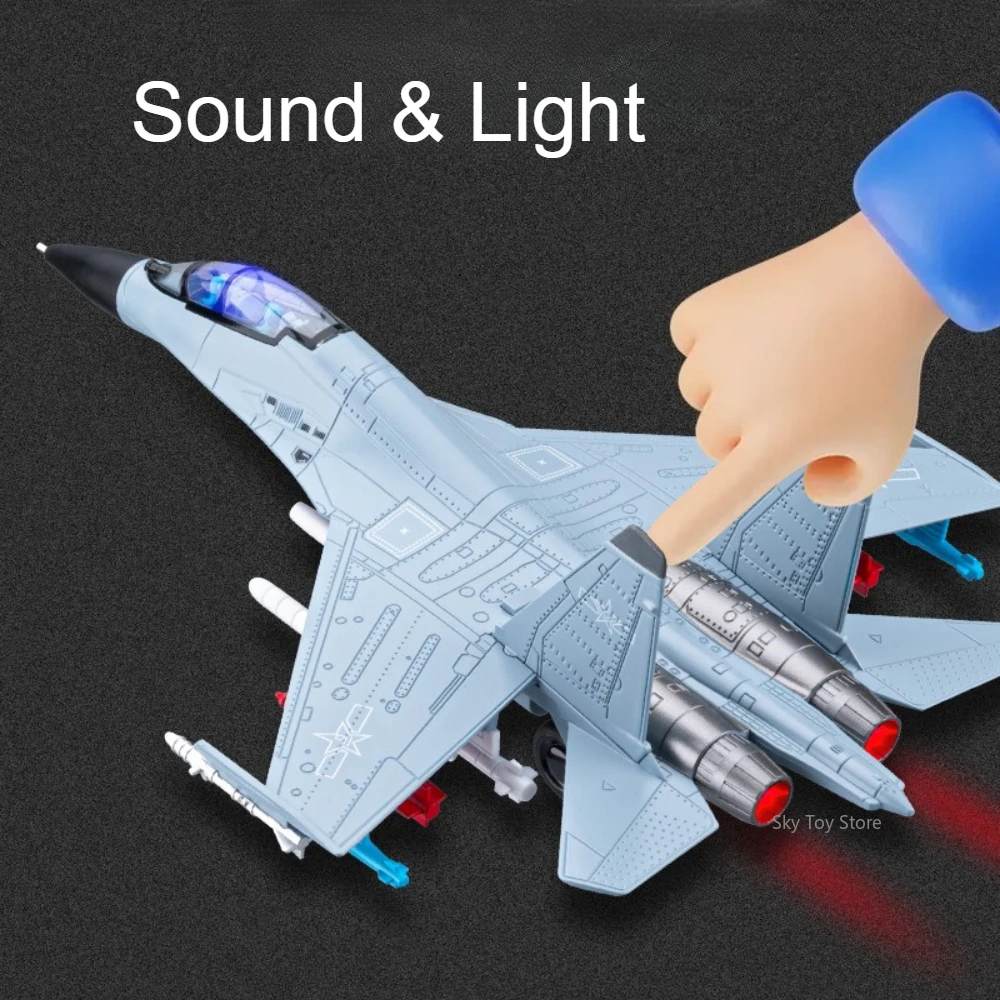 1:81 J-16 Multifunção Fighter aleación Diecast modelo coche de juguete sonido luz tirar hacia atrás cuerpo de Metal miniatura avión militar regalo para niños