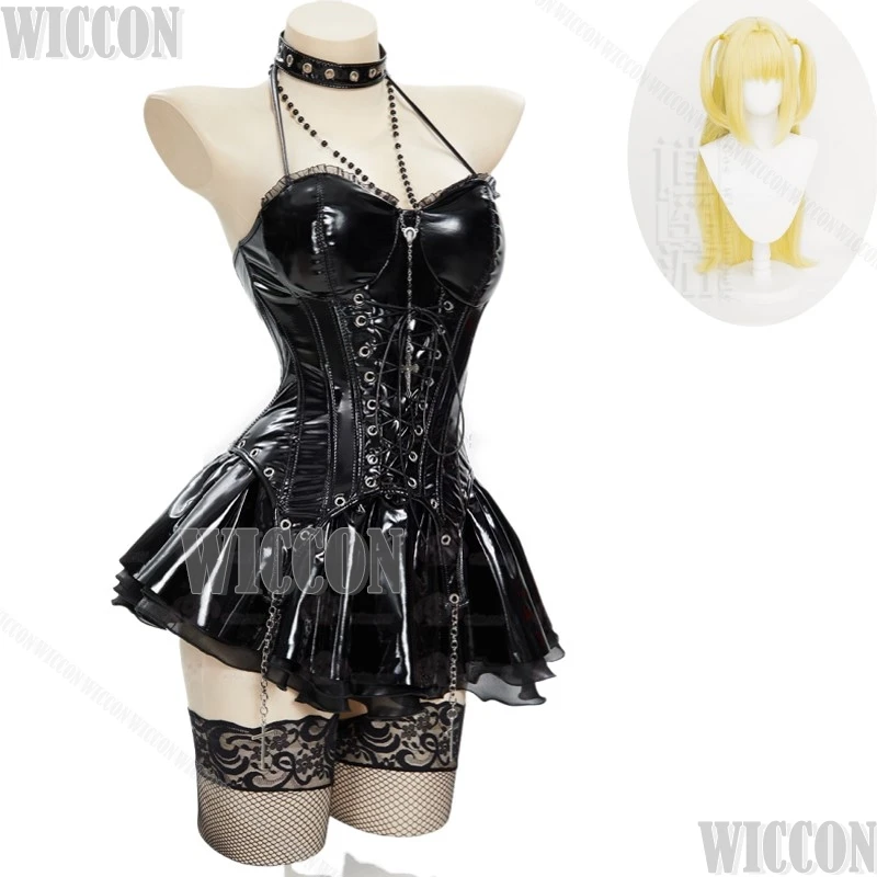 متوفر في المخزون مشد علوي وتنورة من Miss Misa للهالوين على الطراز القوطي الأسود مع جوارب شبكية وأكمام زي تنكري وشعر مستعار