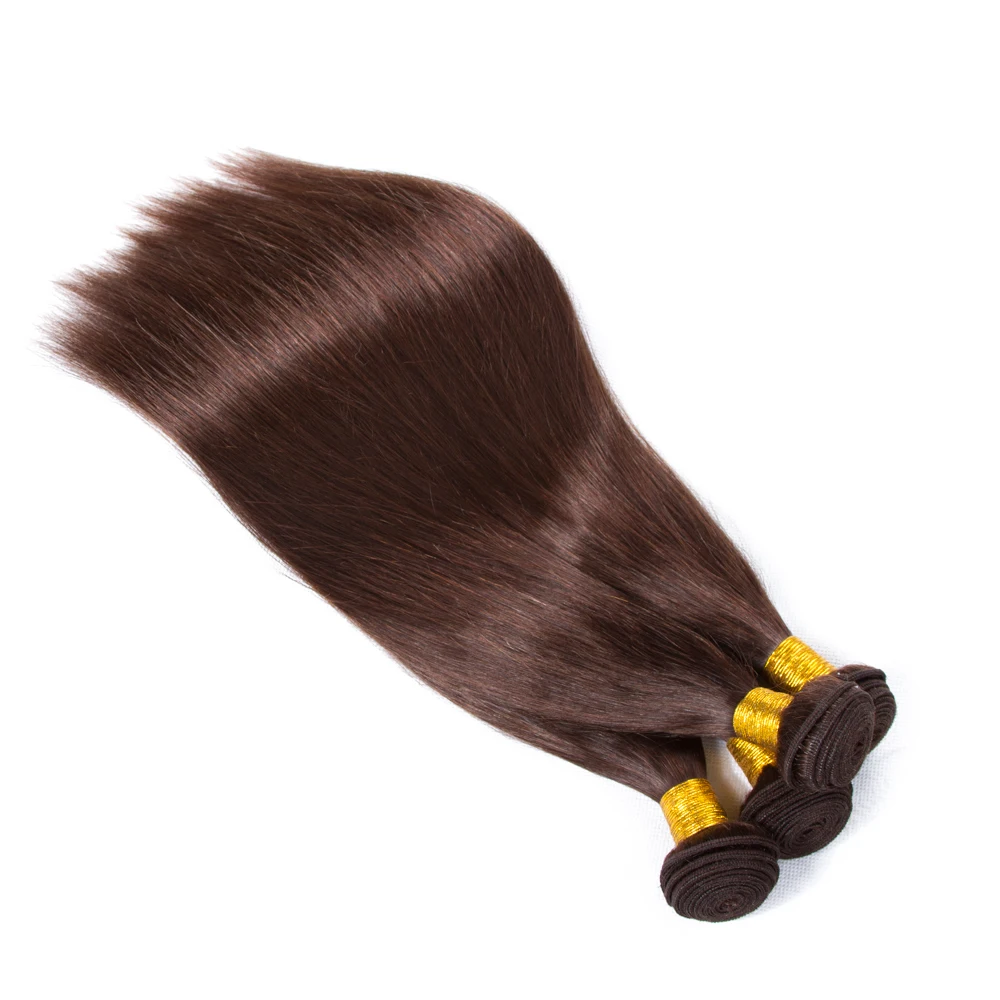 Brown 13x4 Lace Front With Bundles Brazilian Color 4# Human Hair Bundles With Front HairUGo Dark Brown Hair Weaving With Front