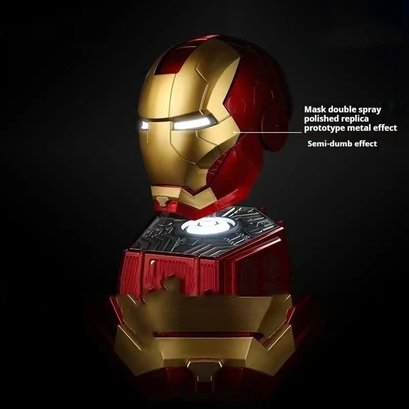 Marvel Avengers Iron Man Helmet Mk5 Jarvis Helmet Glowing Manual Opening And Closing Wearable Cool Children'S Cosplay Mask Toy