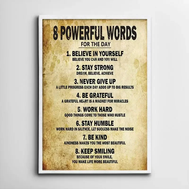 1pc Unframed Canvas Poster, Retro Art, Powerful Words Motivational Canvas Poster, Inspirational Quotes, Positive Affirmations Wa