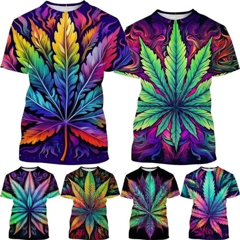 

Newest Colours Leaf Pattern 3D Print Summer Men's T-shirt Casual Short Sleeve Harajuku Street Top Trend Personality T-shirts