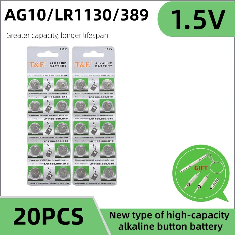AG10 LR1130W Batteries 389A LR54 L1131 SR1130 1.55v High Capacity Button Cell Coin Battery for Watches Calculators