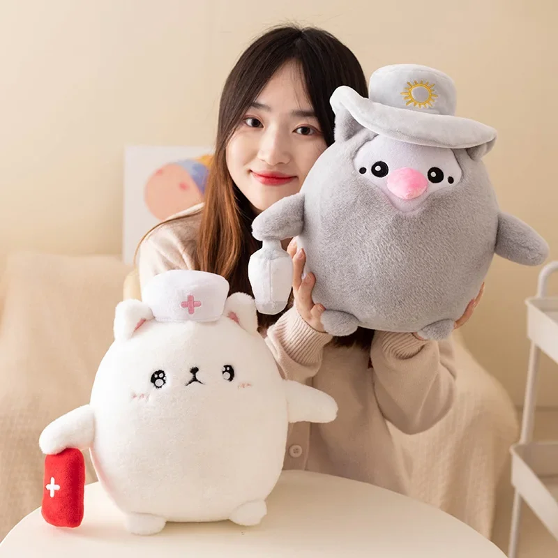 Cosplay Kat Stripfiguren Gevuld Schattige Heks Verpleegster Zwarte Dood Patholoog Staande Knuffels voor Halloween's Day Party