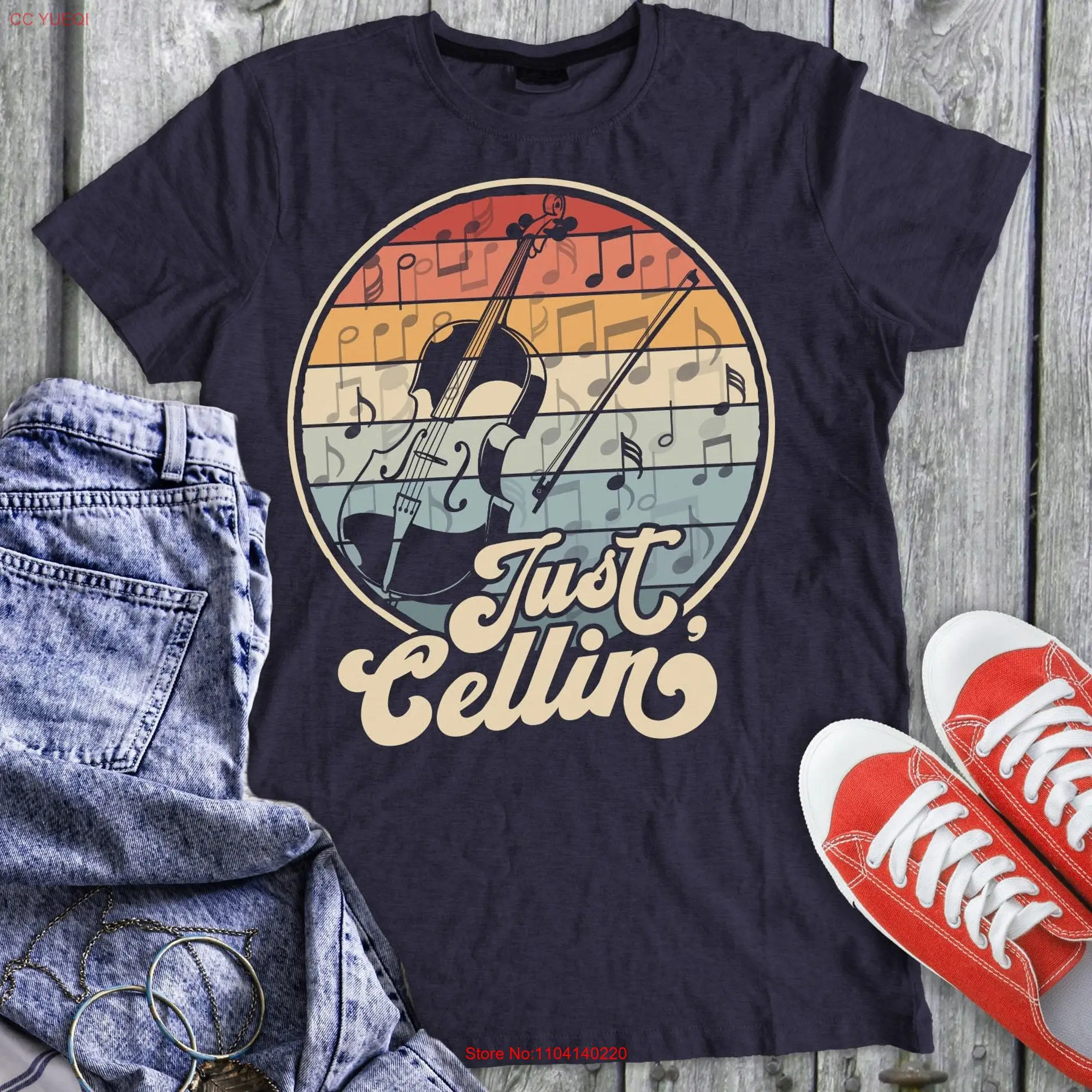 Just Cellin' T Shirt Cello Player Idea Funny Retro InstrumenT Orchestra Cellist Saying long or short sleeves