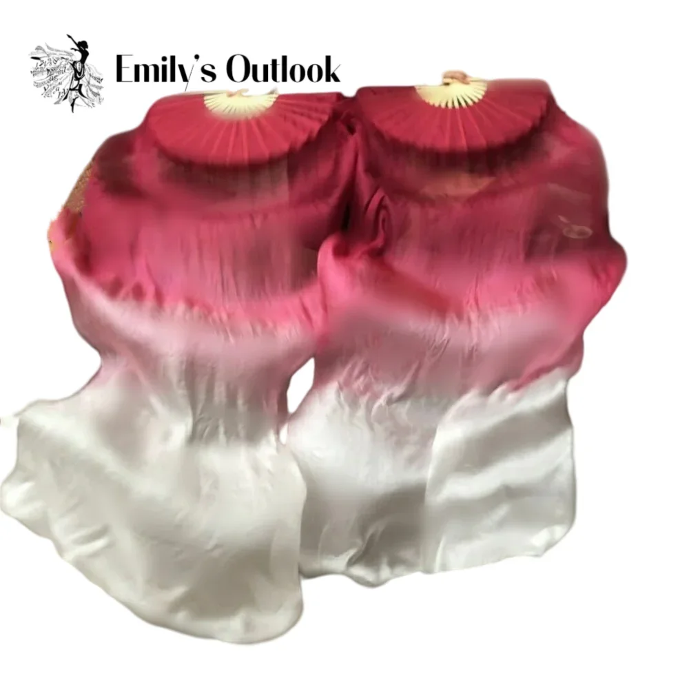 New Arrival 1Pair(1L+1R) Belly Dancing Real Silk Veils 100% Silk Fan Veil Classic Size For Girls Adults Maroon Start Flowy