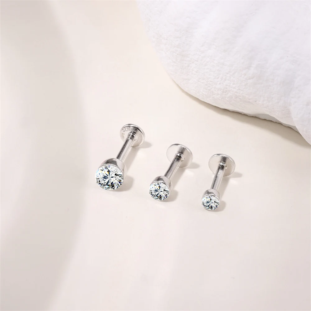 AIDE Classic Moissanite Snowflake/Heart/Horse eyes Tassel for Women 16G Flat Back Internal Thread Piercing, Anniversary Gifts view 2