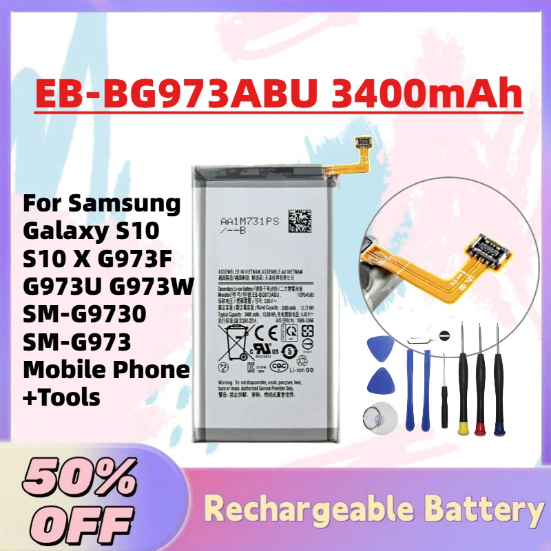 

Limited Stock EB-BG973ABU 3400mAh Battery For Samsung Galaxy S10 S10 X G973F G973U G973W SM-G9730 SM-G973 Mobile Phone +Tools