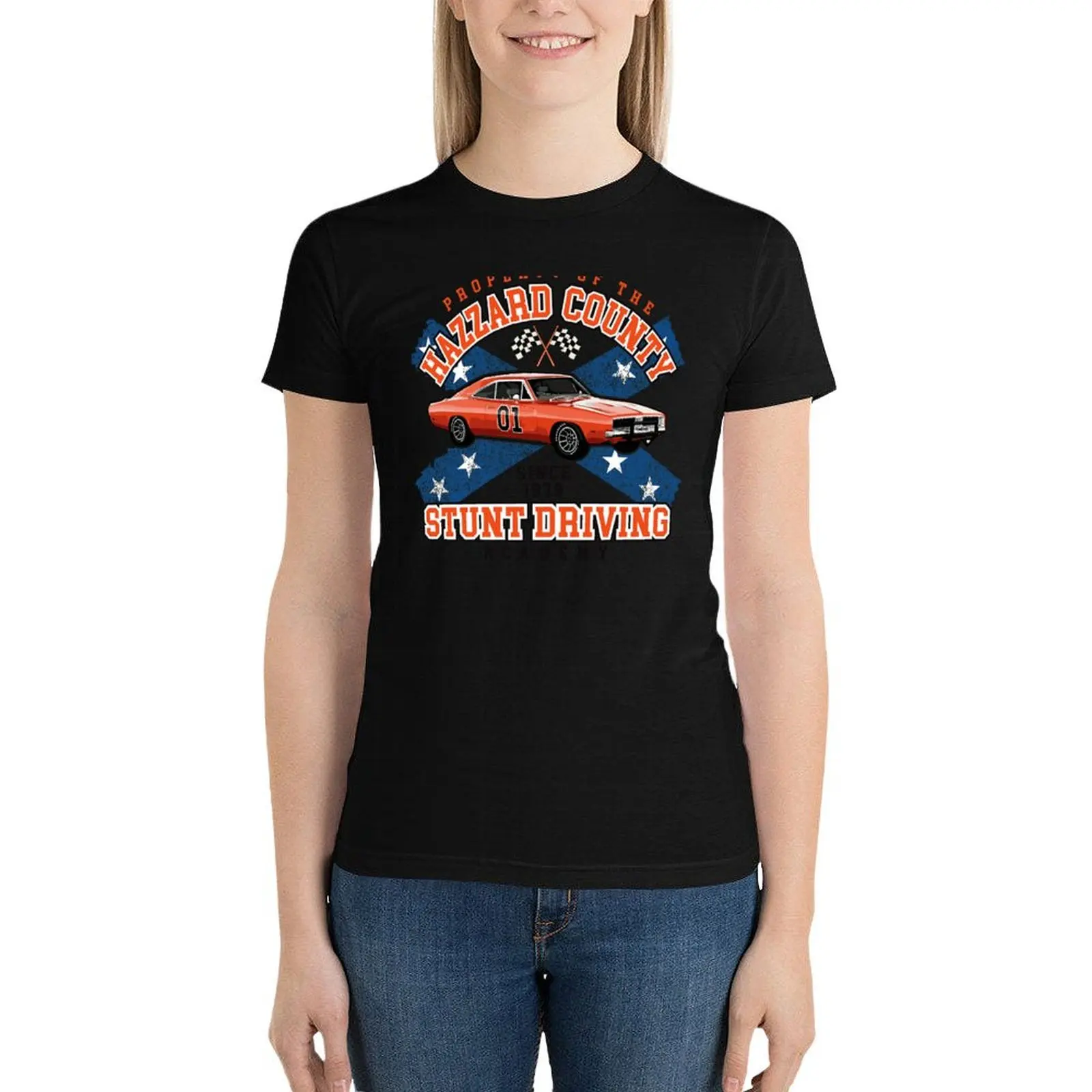 Hazzard County Stunt Driving Academy T-Shirt lady clothes cute tops tops Woman clothing