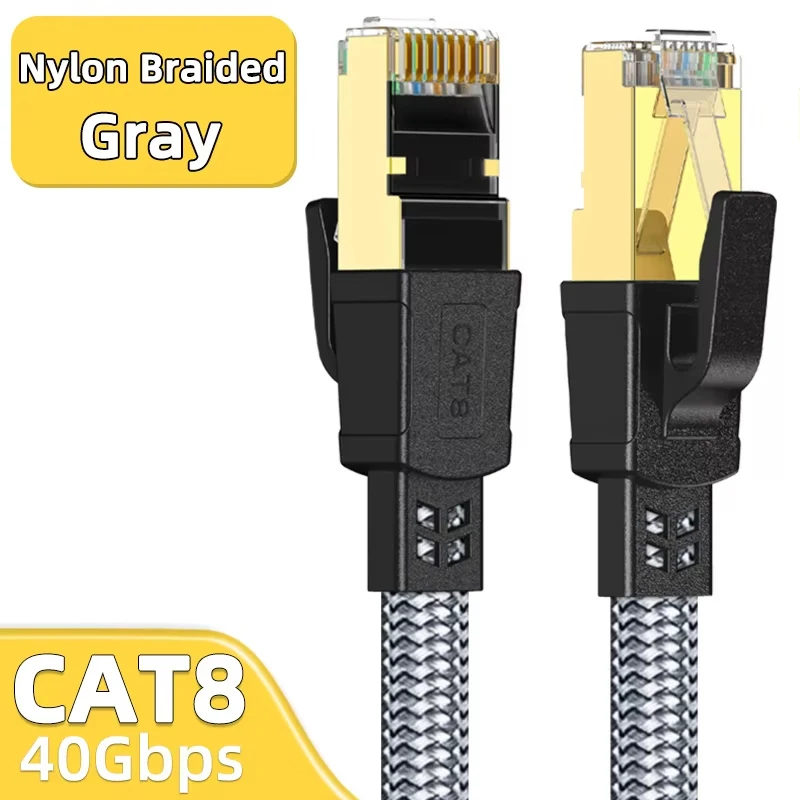 RJ45 Network Cable Gaming Flat Nylon Braided Cable 2000Mhz High Speed RJ45 Cable For PS5 Router Smart TV Network Ethernet Cable