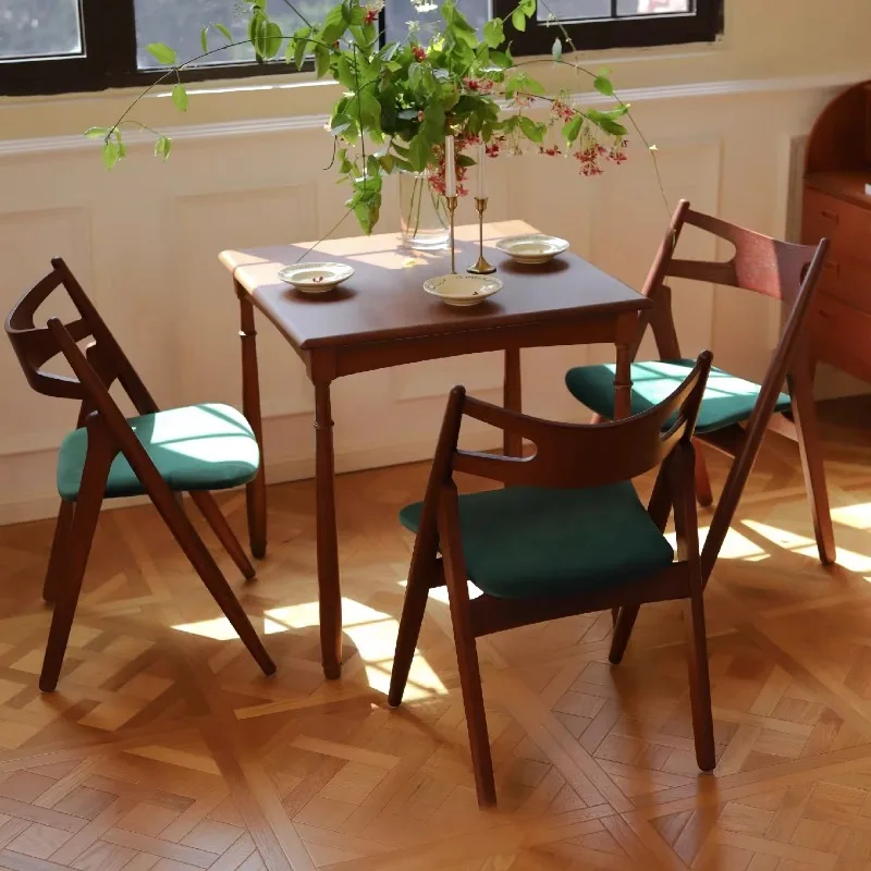French green solid wood dining chair home living room dining room retro chair designer back chair