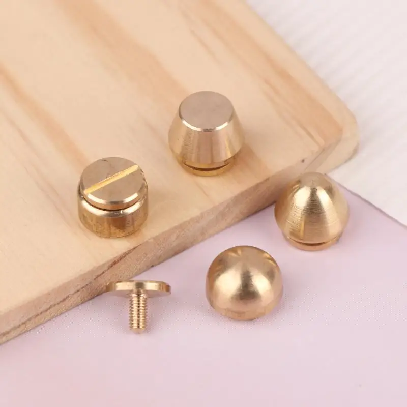 5er-Set Hochwertige Massivmessing-Nieten und Schrauben für DIY-Leder-Taschendekoration, Koffer-Bodenfüße, Nieten-Zubehör – Detail 3