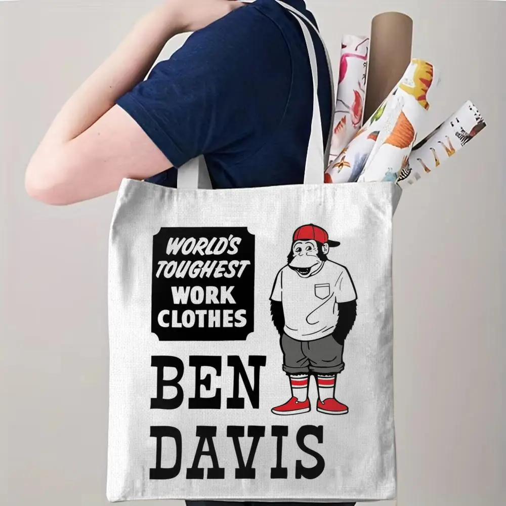 Luxury B-Ben D-Davis Storage Bags Canvas Double-Sided Print Beach Bag Durable Handbag Shoulder Travel Bag Gift